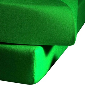 Spannbettlaken FLEURESSE Colours in Gr. 90x200, 140x200 oder 180x200 cm Bettlaken Gr. B/L: 160 cm x 200 cm (1 St.), Mako-Satin, 18 cm, grün (grasgrün) Spannbettlaken Laken aus Baumwolle, für Matratzen bis 23 cm Höhe, Bettlaken, Spannbetttuch