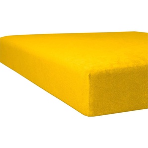 Spannbettlaken KNEER Flausch-Frottee Bettlaken Gr. B/L: 120-130 cm x 200 cm (1 St.), Frottee, 22 cm, gelb (honigfarben) Spannbettlaken Laken flauschig