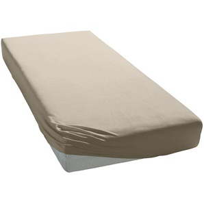 Spannbettlaken MY HOME BLACKBERRY, beige, B:140cm L:200cm, Jersey, Obermaterial: 100% Baumwolle, Laken, Baumwolle, Matratzen bis 28 cm Höhe, Bettlaken, Spannbetttuch, Laken, Topseller