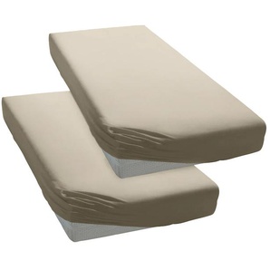 Spannbettlaken MY HOME BLACKBERRY, beige, B:90cm L:200cm, Jersey, Obermaterial: 100% Baumwolle, Laken, Baumwolle, Matratzen bis 28 cm Höhe, Bettlaken, Spannbetttuch, Laken, Topseller