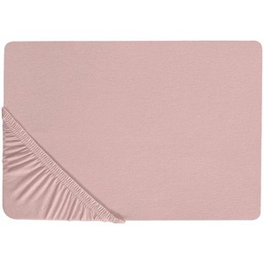 Spannbettlaken Rosa Baumwolle mit Gummizug 200 x 200 cm groß Betttuch für Klassische Hohe Matratze Atmungsaktiv Schlafzimmer Doppelbett