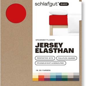 Spannbettlaken SCHLAFGUT EASY Jersey Elasthan Bettlaken Gr. B/L: 140-160 cm x 200-220 cm (1 St.), Jersey, 30 cm, rot (red deep) Spannbettlaken MADE IN GREEN by OEKO-TEX