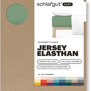 Spannbettlaken SCHLAFGUT EASY Jersey Elasthan Bettlaken Gr. B/L: 180-200 cm x 200-220 cm (1 St.), Jersey, 30 cm, grün (green mid) Spannbettlaken MADE IN GREEN by OEKO-TEX