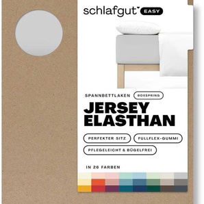 Spannbettlaken SCHLAFGUT EASY Jersey Elasthan Boxspring Bettlaken Gr. B/L: 120-130 cm x 200-220 cm (1 St.), Jersey, 40 cm, grau (grey light) Spannbettlaken MADE IN GREEN by OEKO-TEX