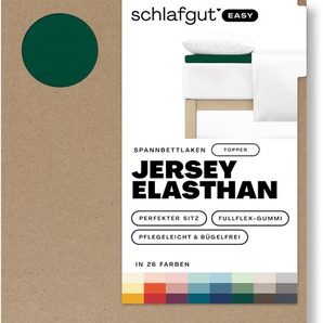 Spannbettlaken SCHLAFGUT EASY Jersey Elasthan Topper Bettlaken Gr. B/L: 120-130 cm x 200-220 cm (1 St.), Jersey, 10 cm, grün (green deep) Spannbettlaken MADE IN GREEN by OEKO-TEX