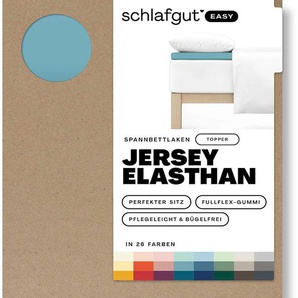 Spannbettlaken SCHLAFGUT EASY Jersey Elasthan Topper Bettlaken Gr. B/L: 180-200 cm x 200-220 cm (1 St.), Jersey, 10 cm, blau (petrol mid) Spannbettlaken MADE IN GREEN by OEKO-TEX