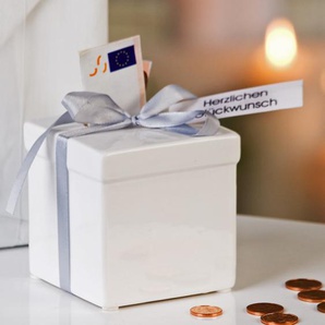 Spardose Geschenk  weiß Keramik Figur Sparbüchse Spardose Sparschwein