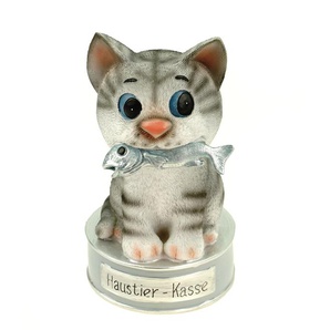 Spardose Haustierkasse für Tierarztbesuch oder die neuen Katze 17 cm Polyresin Sparschwein