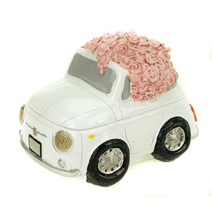 Spardose Hochzeitauto mit Rosen 14 cm Polyresin Sparschwein Hochzeit Hochzeitspaar