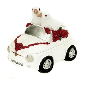 Spardose Hochzeitauto mit Tauben 16 cm Polyresin Sparschwein Hochzeit Hochzeitspaar