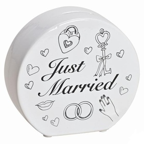 Spardose Just Married Hochzeit Heirat Geschenk 14cm Braut Geldgeschenk