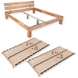 Sparset Juliane – Massivholzbett aus Kernbuche mit passendem Lattenrost