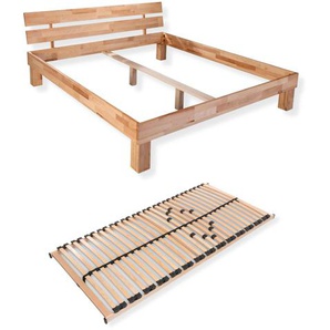 Sparset Juliane – Massivholzbett aus Kernbuche mit passendem Lattenrost