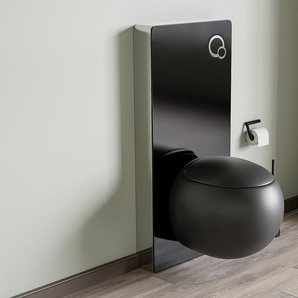 Sparset - Wand-WC aus mattschwarzer Keramik mit dekorativem Trägergestell - HURO II