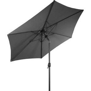 Spetebo Alu Sonnenschirm 250 cm mit Knickgelenk + Kurbel - grau - Martktschirm Kurbelschirm