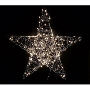 Spetebo - led Metall Stern silber mit Timer - 120 led / 58 cm - Outdoor Weihnachtsdeko Fensterdeko Weihnachtsstern beleuchtet für Außen