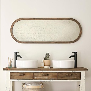 Spiegel aus massivem recyceltem Holz oval 140x50 cm