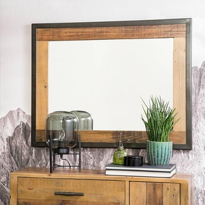 Spiegel II 90 x 70 x 3cm Braun Massivholz Pinie, geölt / Eisen, lackiert 90 x 70 x 3cm