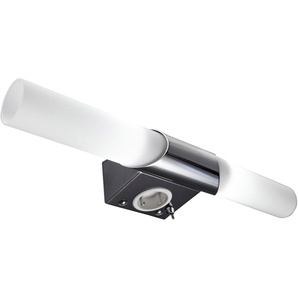 Spiegelleuchte B.K.LICHT Mithra Lampen weiß Bad-Spiegelleuchten LED, Wandlampe, Badezimmer, Metall, Glas, E14, mit Steckdose