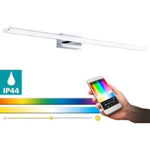 Spiegelleuchte EGLO TABIANO-C Lampen Gr. 1 flammig, Höhe: 7 cm, grau (chromfarben) Badlampe Badleuchte Spiegelleuchte Tageslichtlampe LED Tageslichtlampen Lampen EGLO CONNECT, Steuerung über APP + Fernbedienung, BLE, CCT, RGB