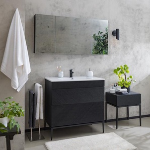Spiegelschrank 120 x 60 x 14cm Schwarz