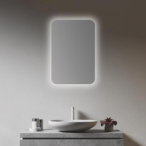 Spiegelschrank Bad mit Beleuchtung TALOS oval 40 x 60 cm - Badezimmer Spiegelschrank mit hochwertigem Aluminium Korpus in matt schwarz 50131