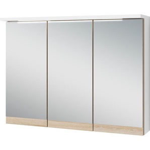 Spiegelschrank BYLIVING Marino Schränke Gr. B/H/T: 80 cm x 60 cm x 20 cm, 3 St., weiß (weiß, sonoma eichefarben) Bad-Spiegelschränke