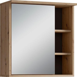 Spiegelschrank BYLIVING Wellness Schränke Gr. B/H/T: 60 cm x 61 cm x 28 cm, 1 St., braun (artisan eichefarben) Bad-Spiegelschränke