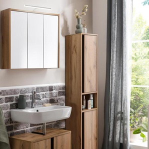 Spiegelschrank »Dex« mit Beleuchtung - braun - Holz -