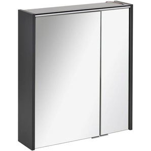Spiegelschrank FACKELMANN Denver Schränke Gr. B/H/T: 60 cm x 68,5 cm x 16 cm, 2 St., grau (anthrazit) Bad-Spiegelschränke 2 Glaseinlegeböden, Schalter, Steckdose, innen verspiegelt