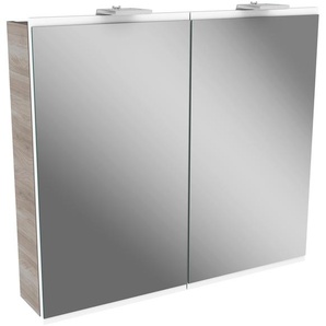 Spiegelschrank FACKELMANN Lima Schränke Gr. B/H/T: 80 cm x 73 cm x 15,5 cm, 2 St., weiß (steinesche, weiß) Bad-Spiegelschränke Badmöbel Schalter, Steckdose