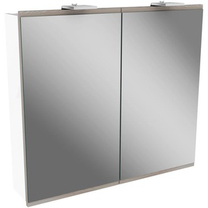 Spiegelschrank FACKELMANN Lima Schränke Gr. B/H/T: 80 cm x 73 cm x 15,5 cm, 2 St., weiß (weiß, steinesche) Bad-Spiegelschränke
