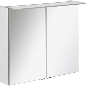 Spiegelschrank FACKELMANN PE 80 - weiß Schränke Gr. B/H/T: 80 cm x 69 cm x 24 cm, 2 St., silberfarben Bad-Spiegelschränke Badmöbel Breite 80 cm, mit 2 Türen doppelseitig verspiegelt