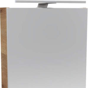 Spiegelschrank FACKELMANN SBC Schränke Gr. B/H/T: 40 cm x 68 cm x 15,3 cm, Aufsatzleuchte, 1 St., braun (ast, eiche, hellbraun) Bad-Spiegelschränke für das Gästebad, Schalter und Steckdose, Breite 40cm, Anschlag links