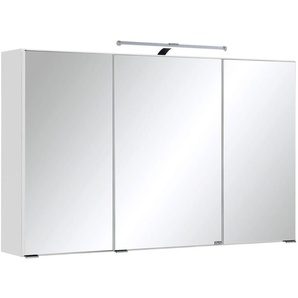 Spiegelschrank HELD MÖBEL Trento Schränke Gr. B/H/T: 100 cm x 64 cm x 20 cm, 3 St., weiß Bad-Spiegelschränke Breite 100 cm, mit 3D-Effekt, Spiegeltüren, Inklusive LED-Beleuchtung