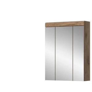 Badezimmerspiegelschrank WALDSEE  Breite 60cm  3 Spiegeltüren  9 Fächer  6 Einlegeböden  in verschiedenen Farben erhältlich  Badmöbel  Spiegel  Badschrank  Bad  Waldsee ¦ holzfarben ¦ Maße (cm): B: 60 H: 79