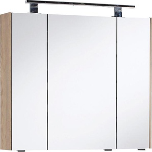 Spiegelschrank MARLIN 3400 Schränke Gr. B/H/T: 82 cm x 73,4 cm x 13,2 cm, 3 St., beige (eiche struktur nachbildung) Bad-Spiegelschränke