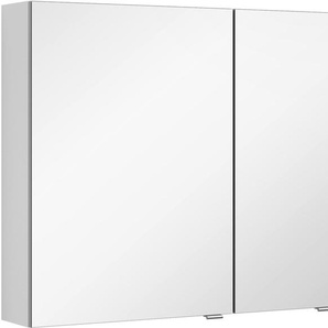 Spiegelschrank MARLIN 3980 Schränke Gr. B/H/T: 130 cm x 68,2 cm x 17,6 cm, weiß (weiß seidenglanz) Bad-Spiegelschränke mit doppelseitig verspiegelten Türen, vormontiert