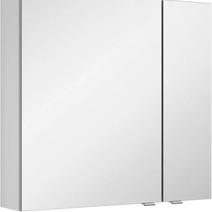 Spiegelschrank MARLIN 3980 Schränke Gr. B/H/T: 70 cm x 68,2 cm x 17,6 cm, Türanschlag links, weiß (weiß seidenglanz) Bad-Spiegelschränke mit doppelseitig verspiegelten Türen, vormontiert