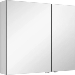 Spiegelschrank MARLIN 3980 Schränke Gr. B/H/T: 80 cm x 68,2 cm x 17,6 cm, Türanschlag links, weiß (weiß seidenglanz) Bad-Spiegelschränke mit doppelseitig verspiegelten Türen, vormontiert