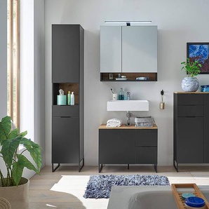 Spiegelschrank mit Beleuchtung 80cm Schwarz/Matt Schwarz