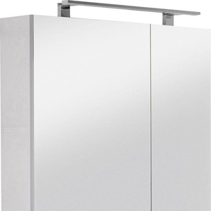 Spiegelschrank OPTIFIT Mino Schränke Gr. B/H/T: 80,0 cm x 68,0 cm x 17,6 cm, 2 St., weiß (seidenglanz weiß) Bad-Spiegelschränke Breite 80 cm