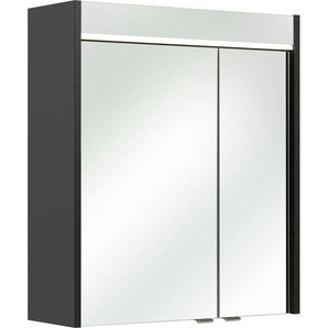 Spiegelschrank PELIPAL Quickset 327 Schränke Gr. B/H/T: 60 cm x 70 cm x 20 cm, 2 St., grau (anthrazit dekor) Bad-Spiegelschränke