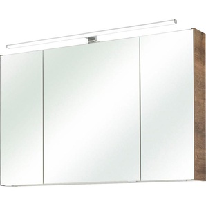 Spiegelschrank PELIPAL Quickset Schränke Gr. B/H/T: 105 cm x 70 cm x 16 cm, 3 St., braun (eiche ribbeck) Spiegelschrank Spiegelschränke mit Beleuchtung Breite 105 cm, 3-türig, LED-Beleuchtung, Schalter-Steckdosenbox