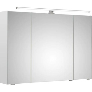 Spiegelschrank PELIPAL Quickset Schränke Gr. B/H/T: 105 cm x 70 cm x 16 cm, 3 St., weiß (weiß glanz, hochglanz) Spiegelschrank Spiegelschränke mit Beleuchtung Breite 105 cm, 3-türig, LED-Beleuchtung, Schalter-Steckdosenbox