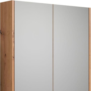 Spiegelschrank PLACES OF STYLE Tarragona Schränke Gr. B/H/T: 69 cm x 70 cm x 15 cm, 2 St., weiß (artisan eiche melamin, matt lack) Bad-Spiegelschränke Breite 69 cm, 2 Türen, Einlegeböden, matt, braune Holzoptik