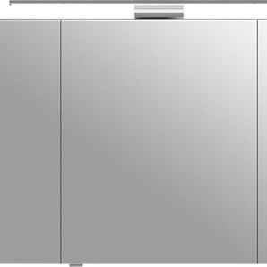 Spiegelschrank SAPHIR 6005 Sprint Badschrank, 3 Spiegeltüren, 6 Einlegeböden, 120 cm breit Schränke Gr. B/H/T: 120 cm x 70,3 cm x 17 cm, 3 St., grau (graphit struktur quer nachbildung) Bad-Spiegelschränke inkl. LED-Beleuchtung, Türdämpfer,