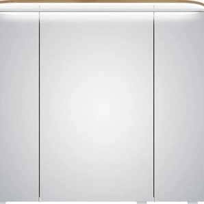 Spiegelschrank SAPHIR Balto Sprint Badschrank mit LED-Lichtkranz, 85,2 cm breit, 3 Türen Schränke Gr. B/H/T: 85,2 cm x 72,3 cm x 17 cm, 3 St., braun (riviera eiche quer nachbildung) Bad-Spiegelschränke