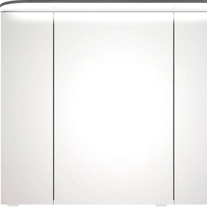 Spiegelschrank SAPHIR Balto Sprint Badschrank mit LED-Lichtkranz, 85,2 cm breit, 3 Türen Schränke Gr. B/H/T: 85,2 cm x 72,3 cm x 17 cm, 3 St., grau (graphit struktur quer nachbildung) Bad-Spiegelschränke