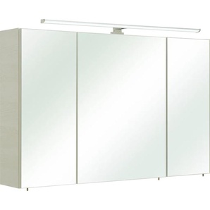 Spiegelschrank SAPHIR Quickset Badezimmer-Spiegelschrank inkl LED-Aufsatzleuchte Schränke Gr. B/H/T: 110 cm x 70 cm x 20 cm, 3 St., weiß (eiche weiß) Spiegelschrank mit Beleuchtung Spiegelschränke